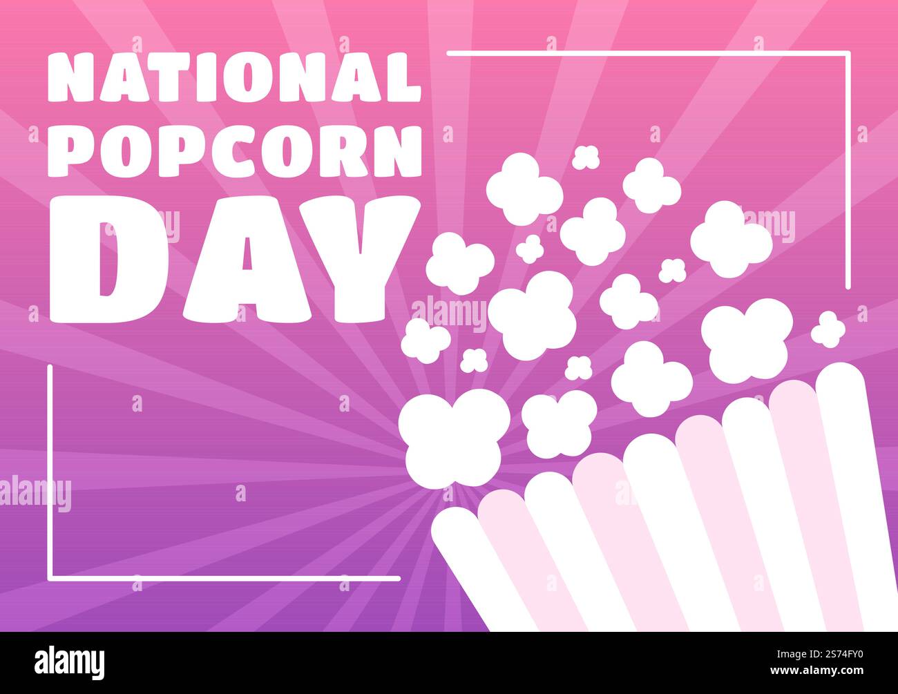 National Popcorn Day am 19.. Januar mit einer großen Box mit roten und weißen Streifen in flachen Cartoon-Hintergrund handgezeichnete Vorlagen Illustration Stock Vektor