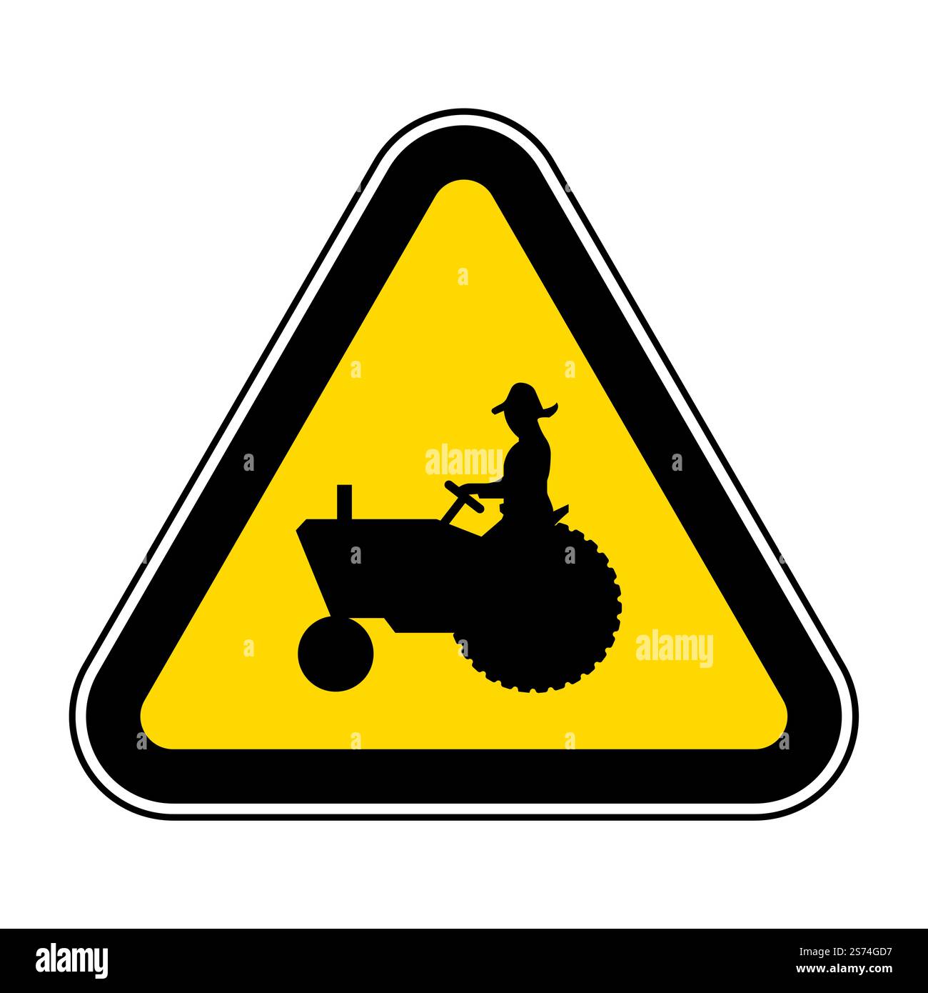 Landmaschinen-Crossing-Schild Auf Weißem Hintergrund Stock Vektor