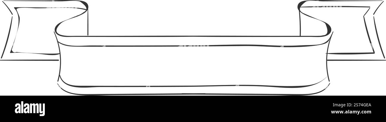 Handgezeichnete Bandschablone. Leeres Banner im Skizzenstil isoliert auf weißem Hintergrund. Handgezeichnete Bandschablone. Leeres Banner im Skizzenstil Stock Vektor