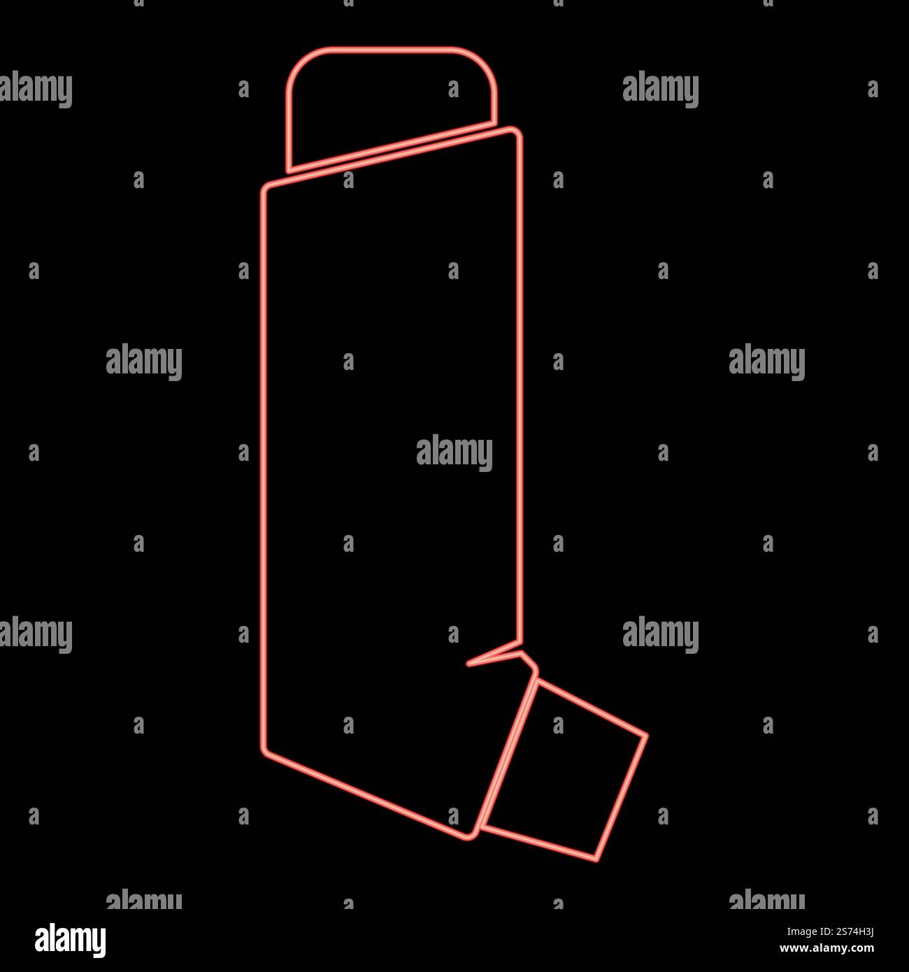 Neon manueller Inhalator Rot Farbe Vektor Illustration Bild flach Stil Licht. Neon manueller Inhalator Rot Farbe Vektor Illustration Bild flach Stil Stock Vektor