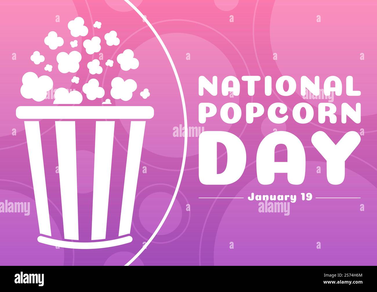 National Popcorn Day am 19.. Januar mit einer großen Box mit roten und weißen Streifen in flachen Cartoon-Hintergrund handgezeichnete Vorlagen Illustration Stock Vektor