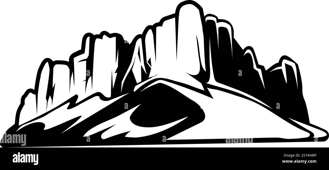 Mountain Range Logo. Natürliche felsige Landschaft. Höhensymbol auf weißem Hintergrund isoliert. Mountain Range Logo. Natürliche felsige Landschaft. Höhensymbol Stock Vektor