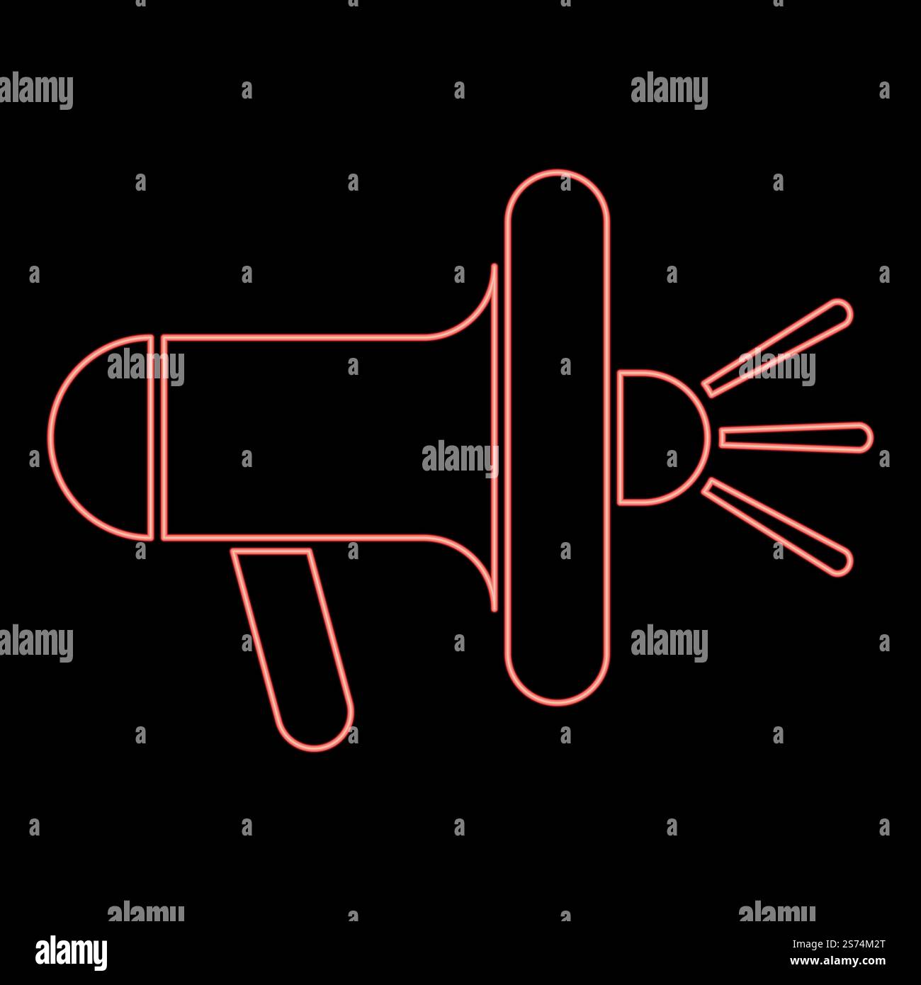 Neon Lautsprecher Megaphon Symbol schwarze Farbe Vektor Illustration flache Art einfache Vorstellung Kreis Runde rote Farbe Vektor Illustration Bild flache Art Licht. Neonlautsprecher Megaphon Symbol schwarze Farbe Illustration im Kreis rund rote Farbe Vektor Illustration Bild flach Stil Stock Vektor