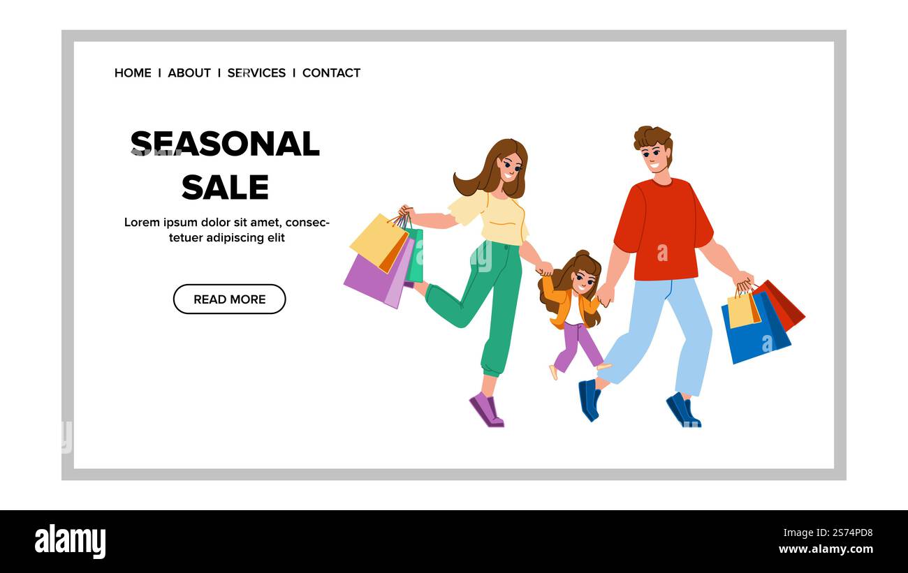 Saisonaler Verkaufsvektor. Bannerrabatt, Angebotsposter, Saisonförderung, Vorlagenwerbung, große saisonale Verkauf Web Flat Cartoon Illustration. Saisonaler Verkaufsvektor Stock Vektor