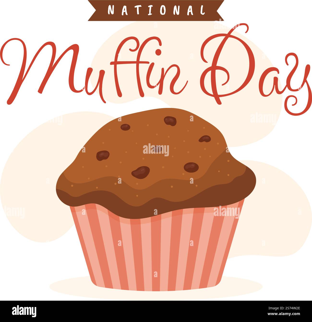 National Muffin Day am 20.. Februar mit Schokoladenchip Food Classic Muffins Delicious in Flat Cartoon handgezeichnete Vorlage Illustration Stock Vektor
