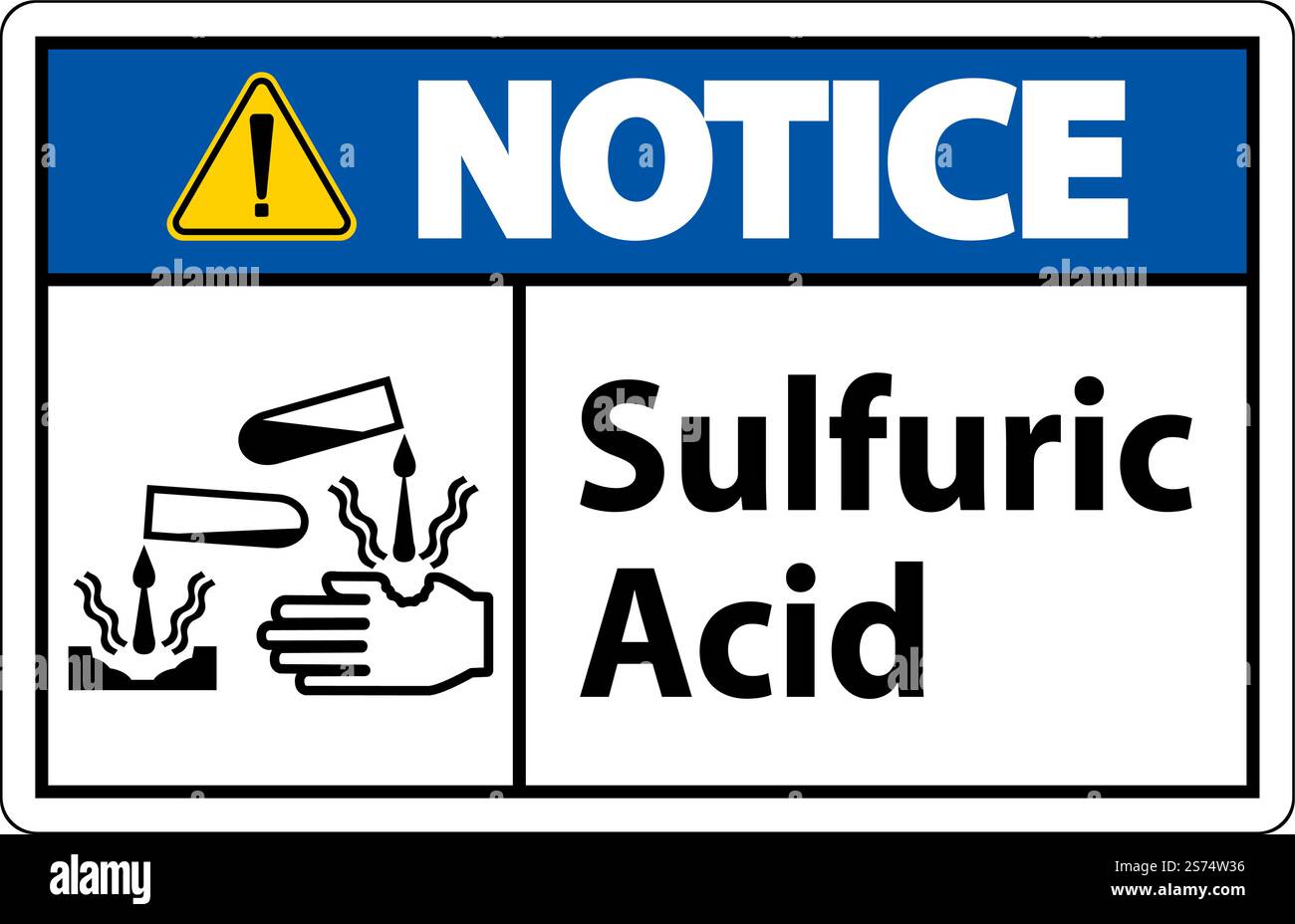Beachten Sie Das Schwefelsäure-Zeichen Auf Weißem Hintergrund Stock Vektor