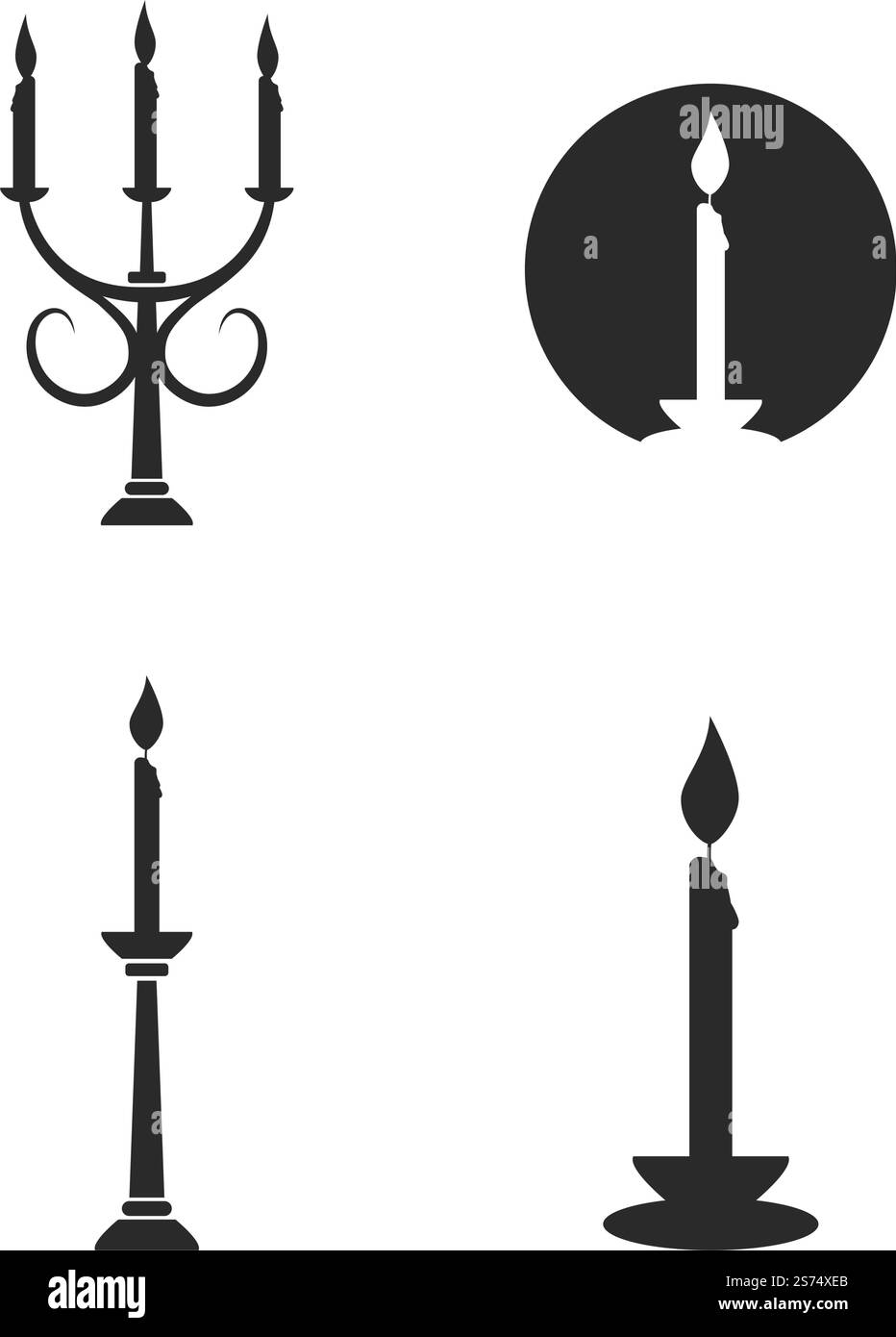 Kerzenlicht-Dinner-Symbol in flachem Design-Vektor Stock Vektor