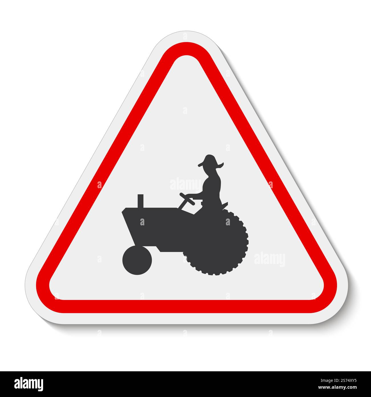 Landmaschinen-Crossing-Schild Auf Weißem Hintergrund Stock Vektor