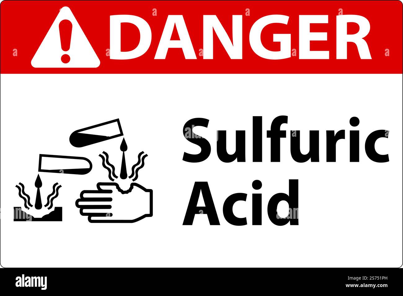 Warnschild Schwefelsäure Auf Weißem Hintergrund Stock Vektor