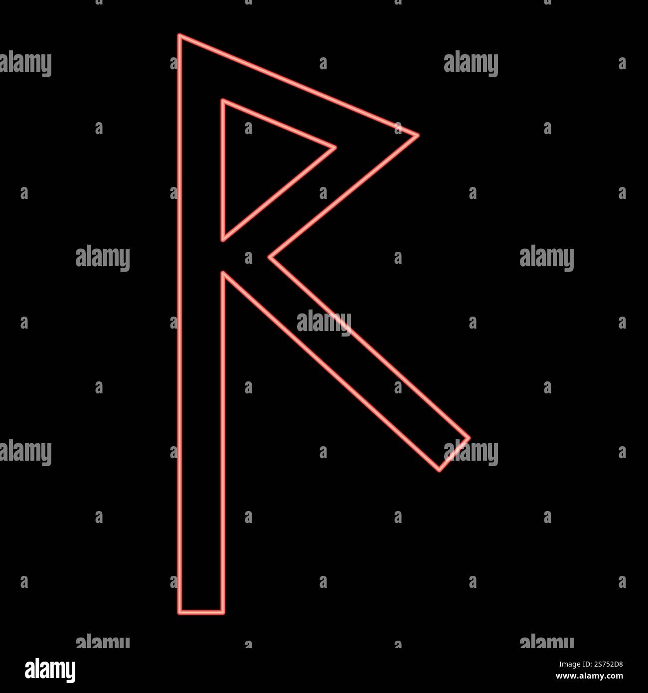 Neon Raido Rune RAID Symbol Straße rot Farbe Vektor Illustration Bild flach Stil Licht. Neon Raido Rune RAID Symbol Straße rot Farbe Vektor Illustration Bild flach Stil Stock Vektor