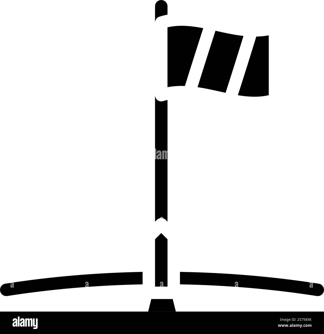 Pole Flag große Glyphe Symbol Vektor. Großes Schild für die Stangenfahne. Isolierte Symboldarstellung. Polfahne große Glyphe Symbol Vektor Illustration Stock Vektor