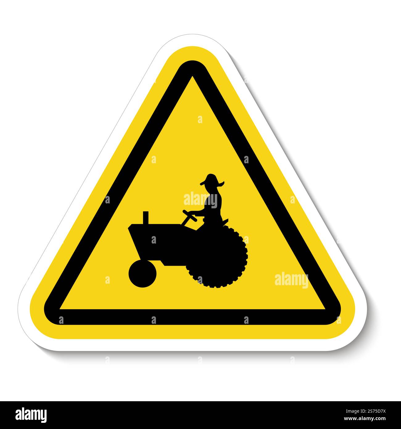 Landmaschinen-Crossing-Schild Auf Weißem Hintergrund Stock Vektor