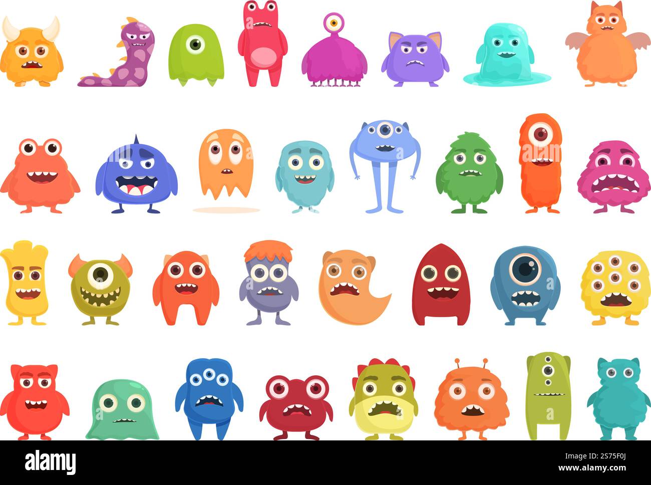 Monster-Symbole setzen Cartoon-Vektor. Tiertroll. Niedliches Maskottchen. Monster-Symbole setzen Cartoon-Vektor. Tiertroll Stock Vektor