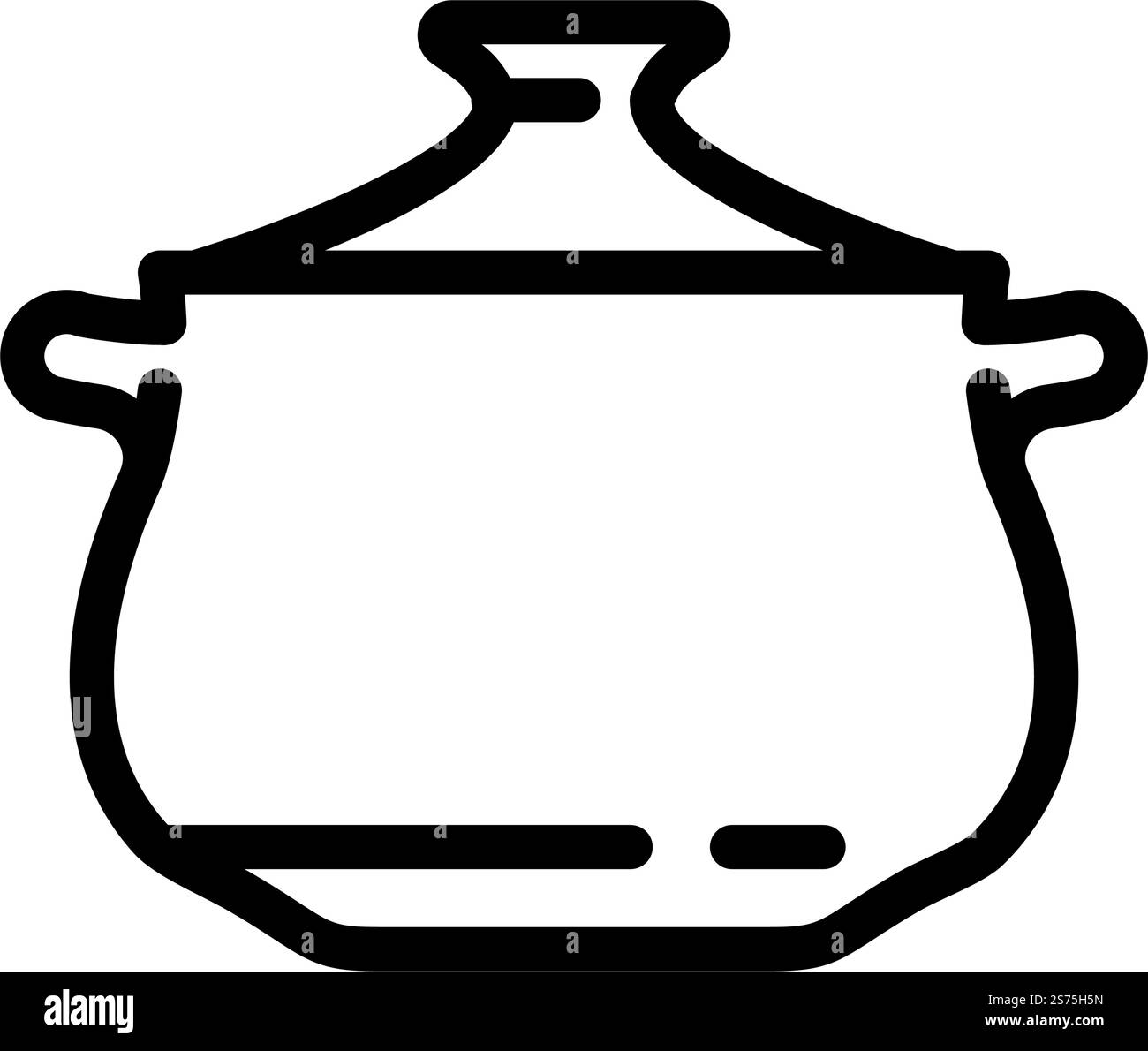 Traditioneller Topf Kochlinie Symbol Vektor. Schild mit traditionellem Kochen von Töpfen. Schwarze Abbildung des isolierten Kontursymbols. Traditionelle Topf Kochlinie Symbol Vektor Illustration Stock Vektor