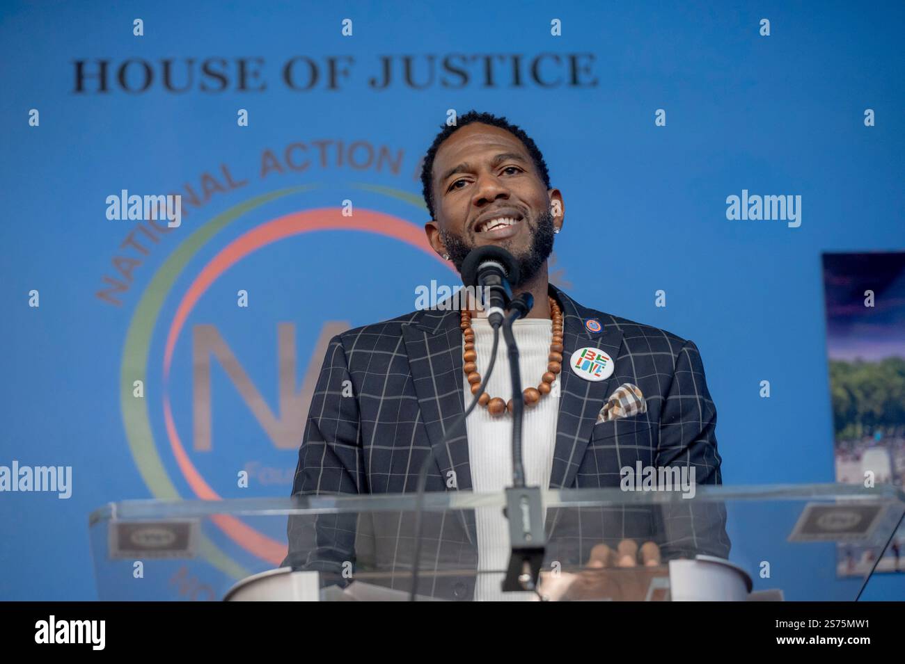 New York, Usa. Januar 2025. New York City Staatsanwalt Jumaane Williams spricht während eines Martin Luther King Jr. Tagesveranstaltung in Harlem. Quelle: SOPA Images Limited/Alamy Live News Stockfoto