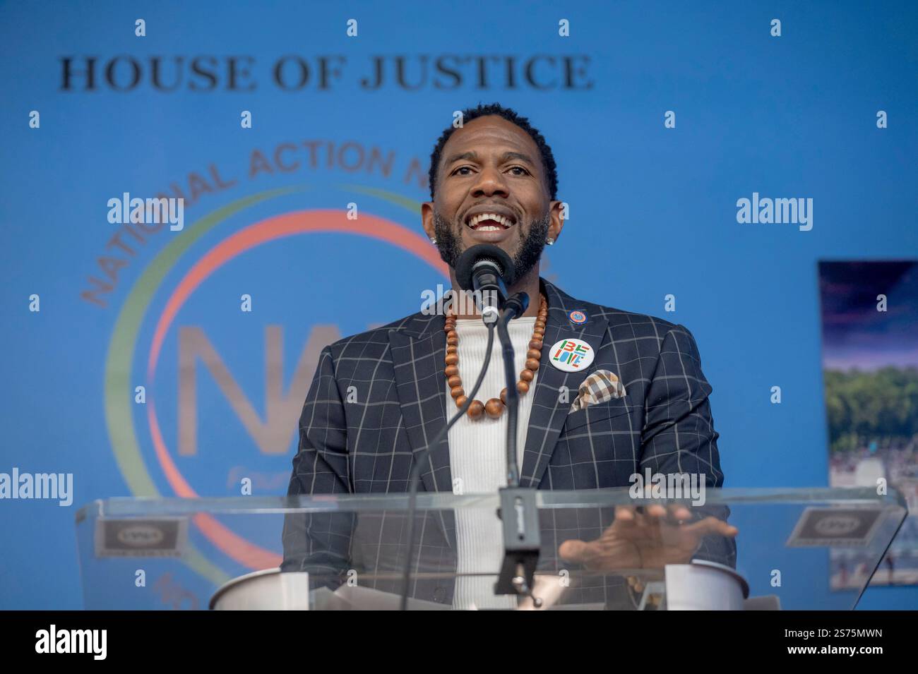 New York, Usa. Januar 2025. New York City Staatsanwalt Jumaane Williams spricht während eines Martin Luther King Jr. Tagesveranstaltung in Harlem. Quelle: SOPA Images Limited/Alamy Live News Stockfoto