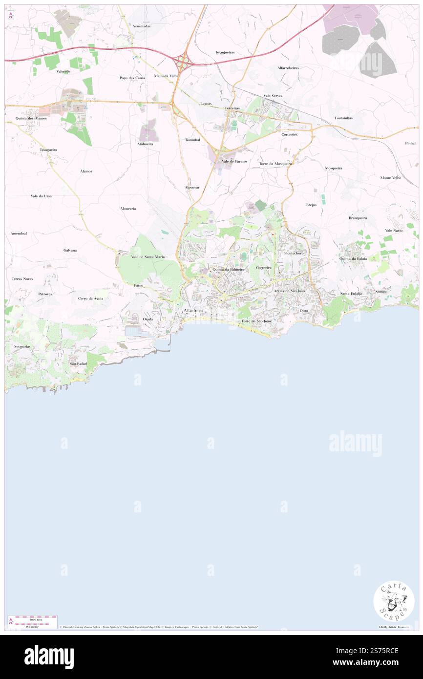 Miradouro do Pau da Bandeira, Albufeira, PT, Portugal, Faro, n 37 5' 12'', S 8 14' 53'', Karte, Cartascapes Map, veröffentlicht 2024. Erkunden Sie Cartascapes, eine Karte, die die vielfältigen Landschaften, Kulturen und Ökosysteme der Erde enthüllt. Reisen Sie durch Zeit und Raum und entdecken Sie die Verflechtungen der Vergangenheit, Gegenwart und Zukunft unseres Planeten. Stockfoto