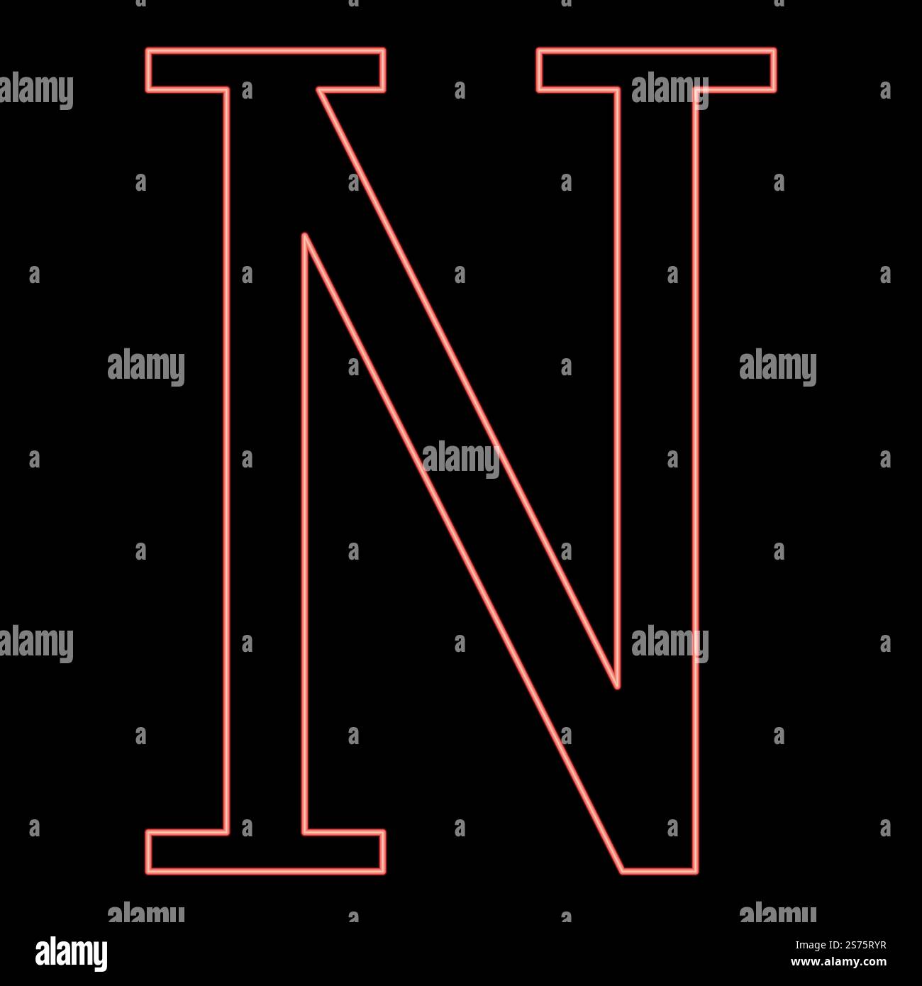 Neon nu griechisches Symbol Großbuchstabe Großbuchstabe Rot Farbe Vektor Illustration Bild flach Stil Licht. Neon nu griechisches Symbol Großbuchstabe Großbuchstabe Rot Farbe Vektor Illustration Bild flach Stil Stock Vektor