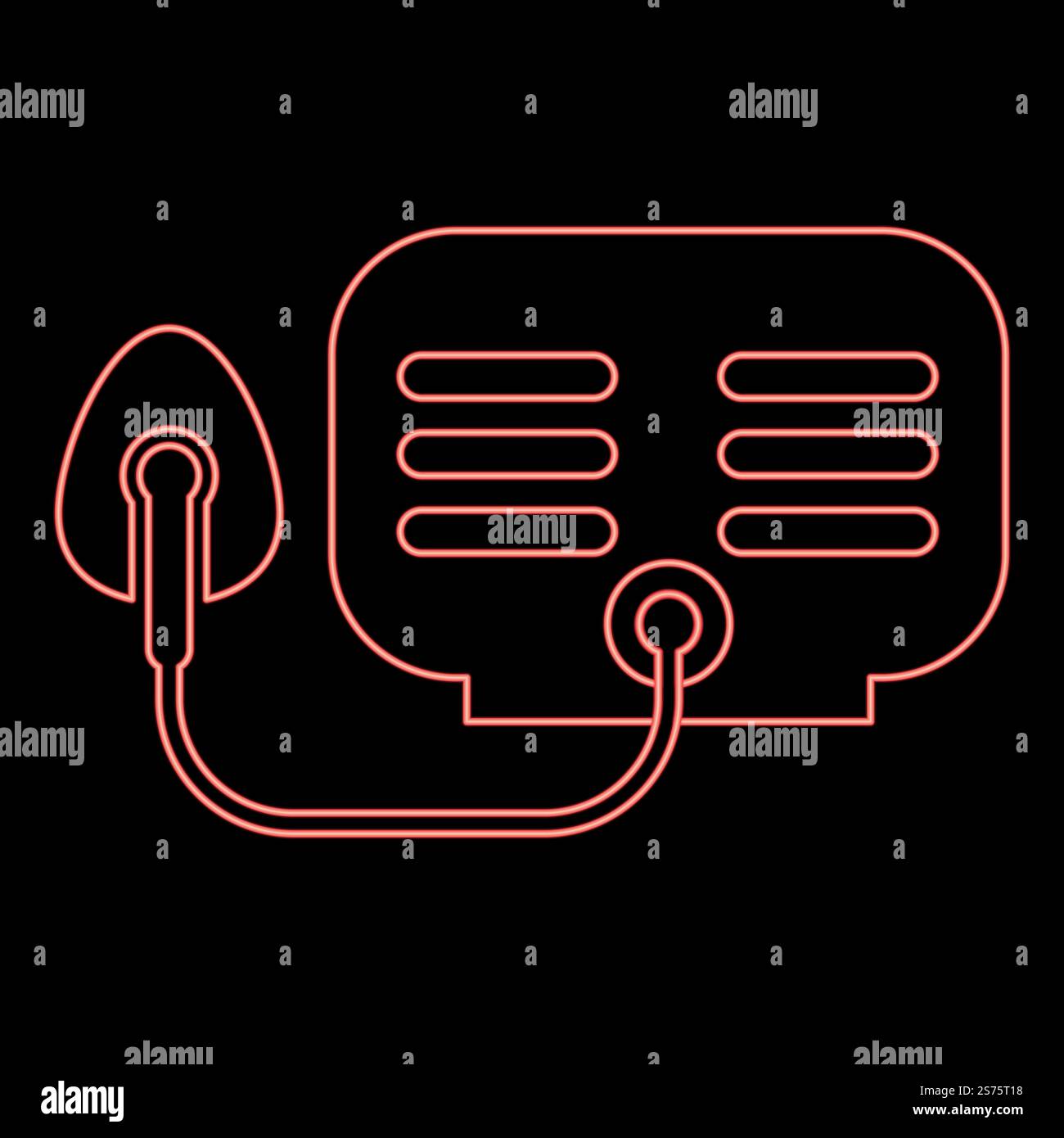 Neon Inhalator Vernebler medizinische Aerosolausrüstung rote Farbe Vektor Illustration Bild flache Art Licht. Neon Inhalator Vernebler medizinische Aerosolausrüstung rote Farbe Vektor Illustration Bild flache Art Stock Vektor