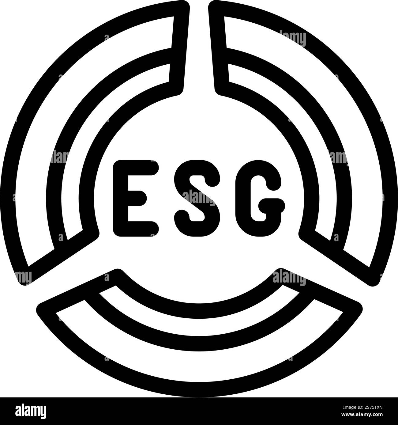 esg Environmental Social Governance Line-Symbol-Vektor. esg-Zeichen für soziale Governance im Umweltbereich. Schwarze Abbildung des isolierten Kontursymbols. esg Environmental Social Governance Linie Symbol Vektor Illustration Stock Vektor