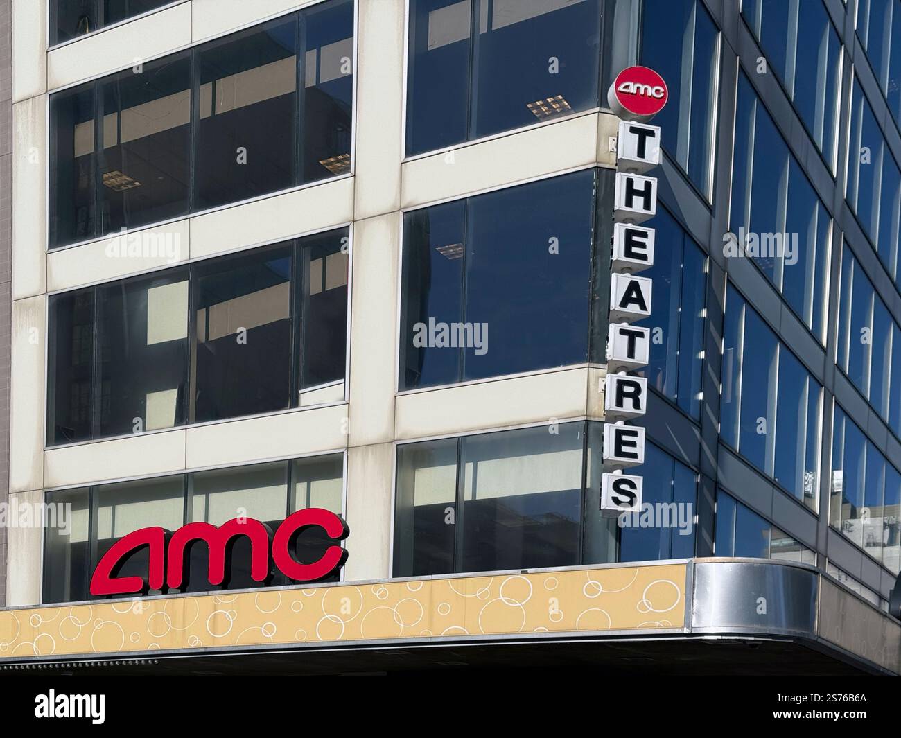 AMC-Theater, Außenansicht des Gebäudes, New York City, New York, USA Stockfoto
