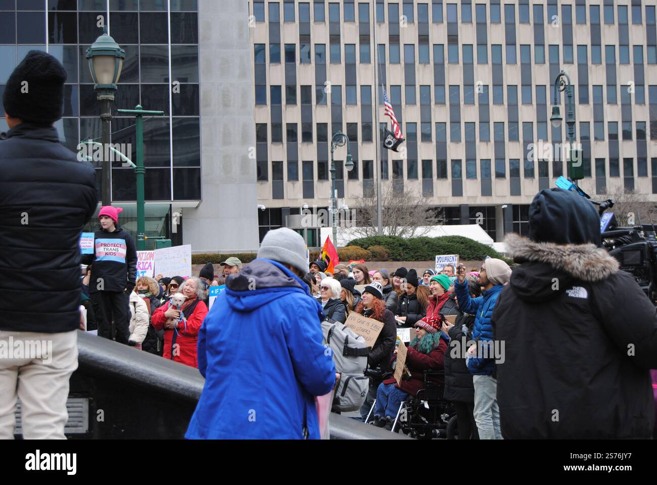 New York City, New York, USA - 18. Januar 2025: Der Volksmarsch, Evolution des Frauenmarsches, vor der zweiten Amtseinführung von Donald Trump. Stockfoto