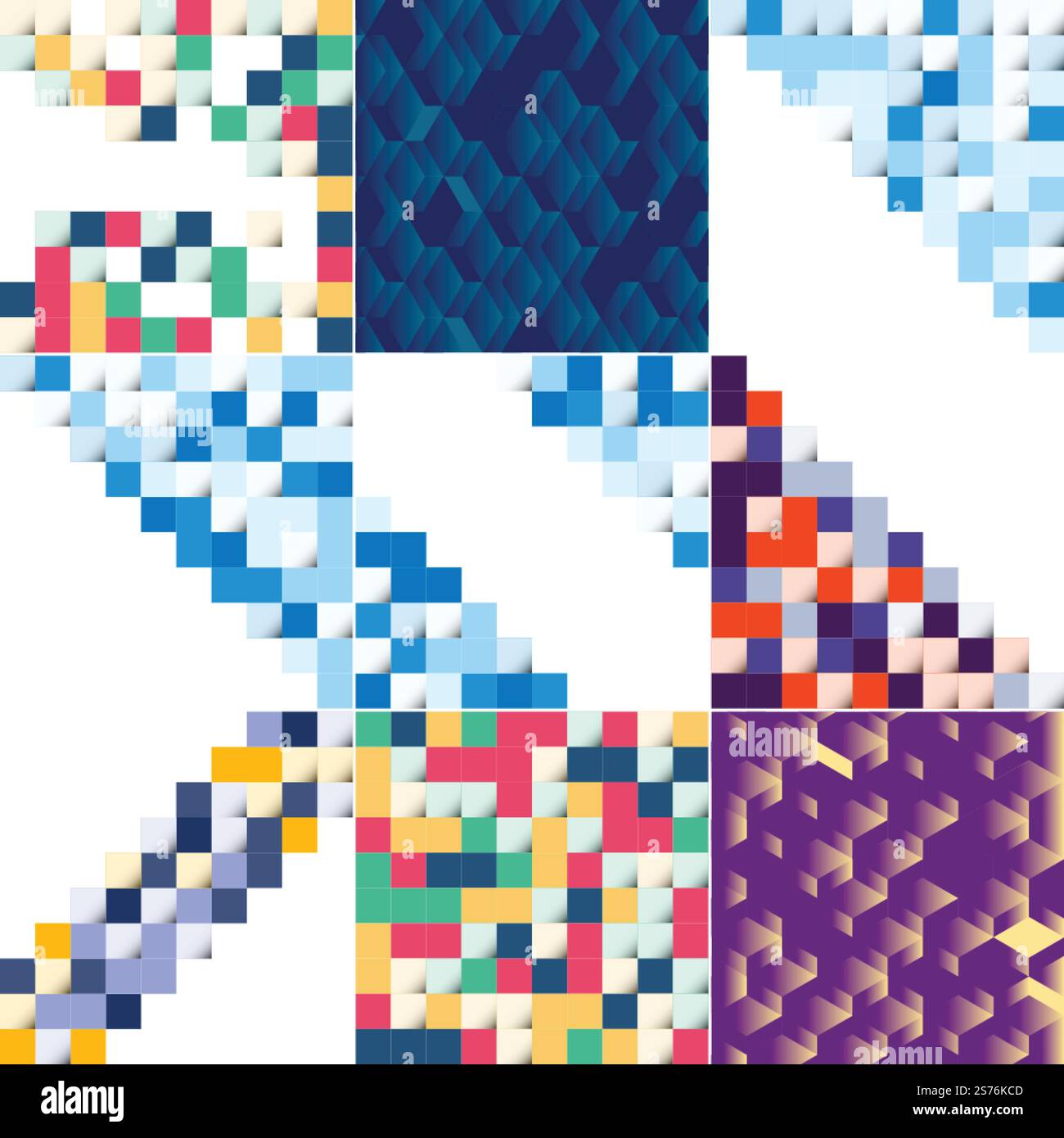 Vektordarstellung abstrakter Quadrate als Hintergrunddesign für Poster. Flyer. Abdeckungen. Broschüren; 9-Pack erhältlich Stock Vektor