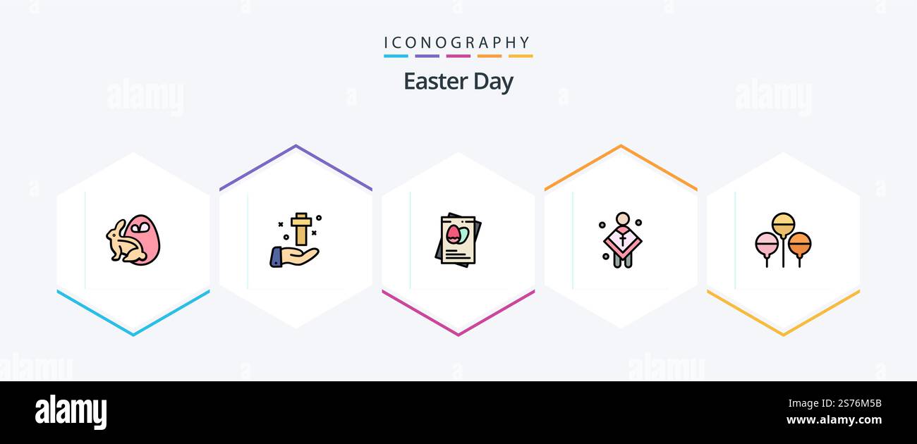 Ostern 25 FilledLine Icon Pack mit Prediger. Männlich. ostern. die kirche. Ostern Stock Vektor