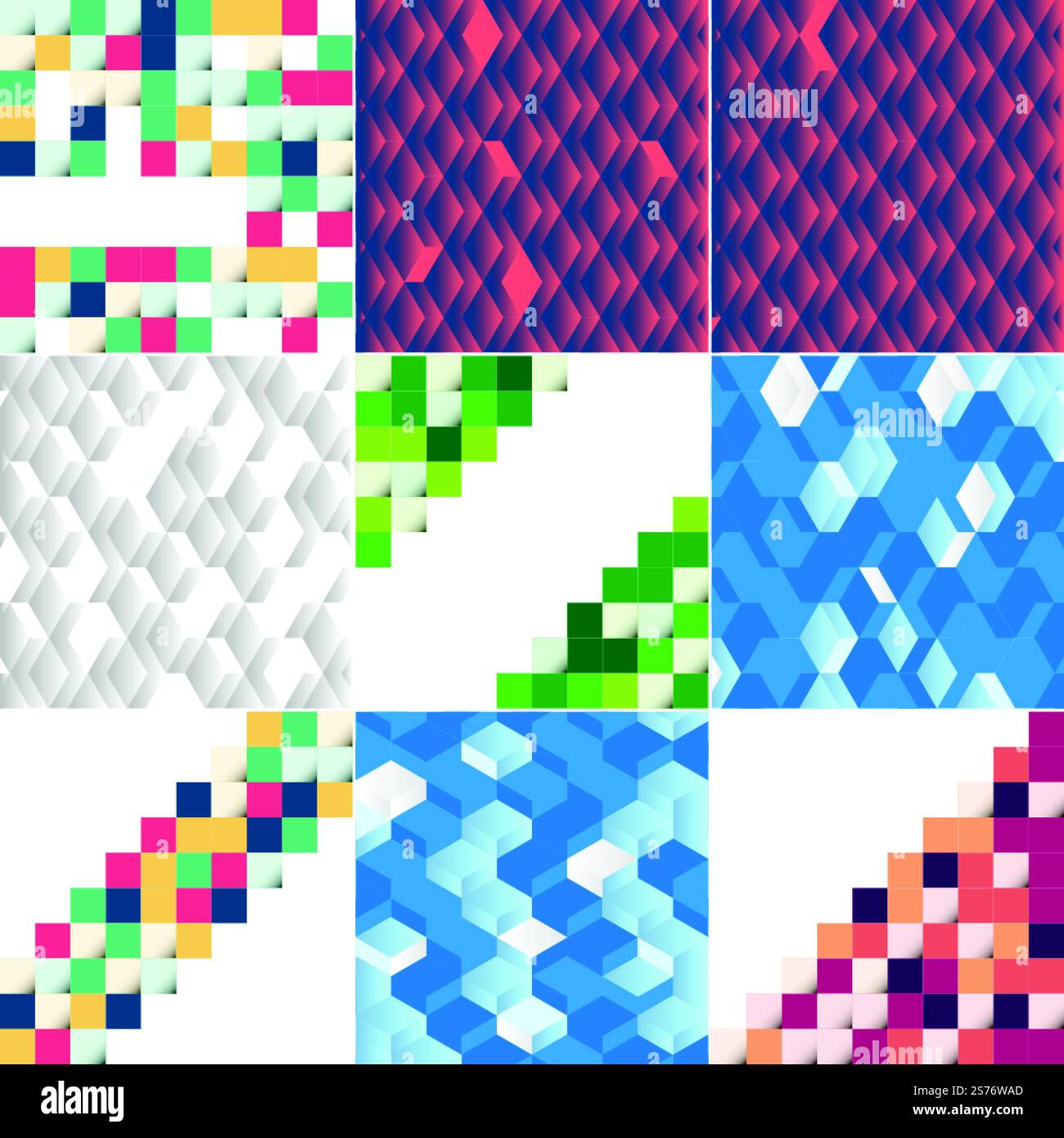 Vektorhintergrund mit einer Illustration einer abstrakten Textur mit Quadraten, die als Musterdesign für Banner geeignet sind. Poster. Flyer. Karten. Postkarten. Abdeckungen. Broschüren; Packung mit 9 Stück erhältlich Stock Vektor