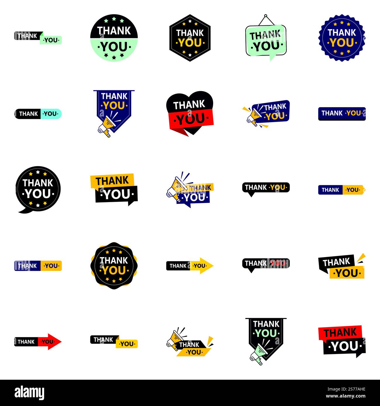 25 Moderne Vektorelemente für Danksagungen Stock Vektor