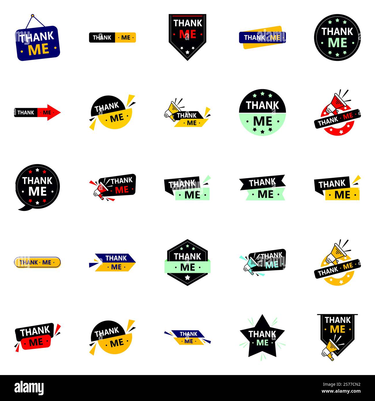25 professionelle Dankesbanner, um Dankbarkeit zu zeigen Stock Vektor
