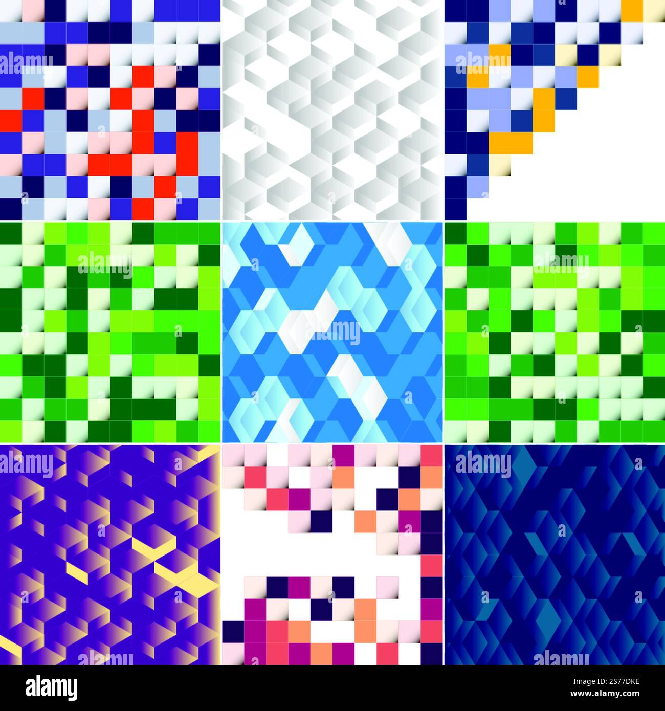 Vektordarstellung abstrakter Quadrate als Hintergrunddesign für Poster. Flyer. Abdeckungen. Broschüren; 9-Pack erhältlich Stock Vektor