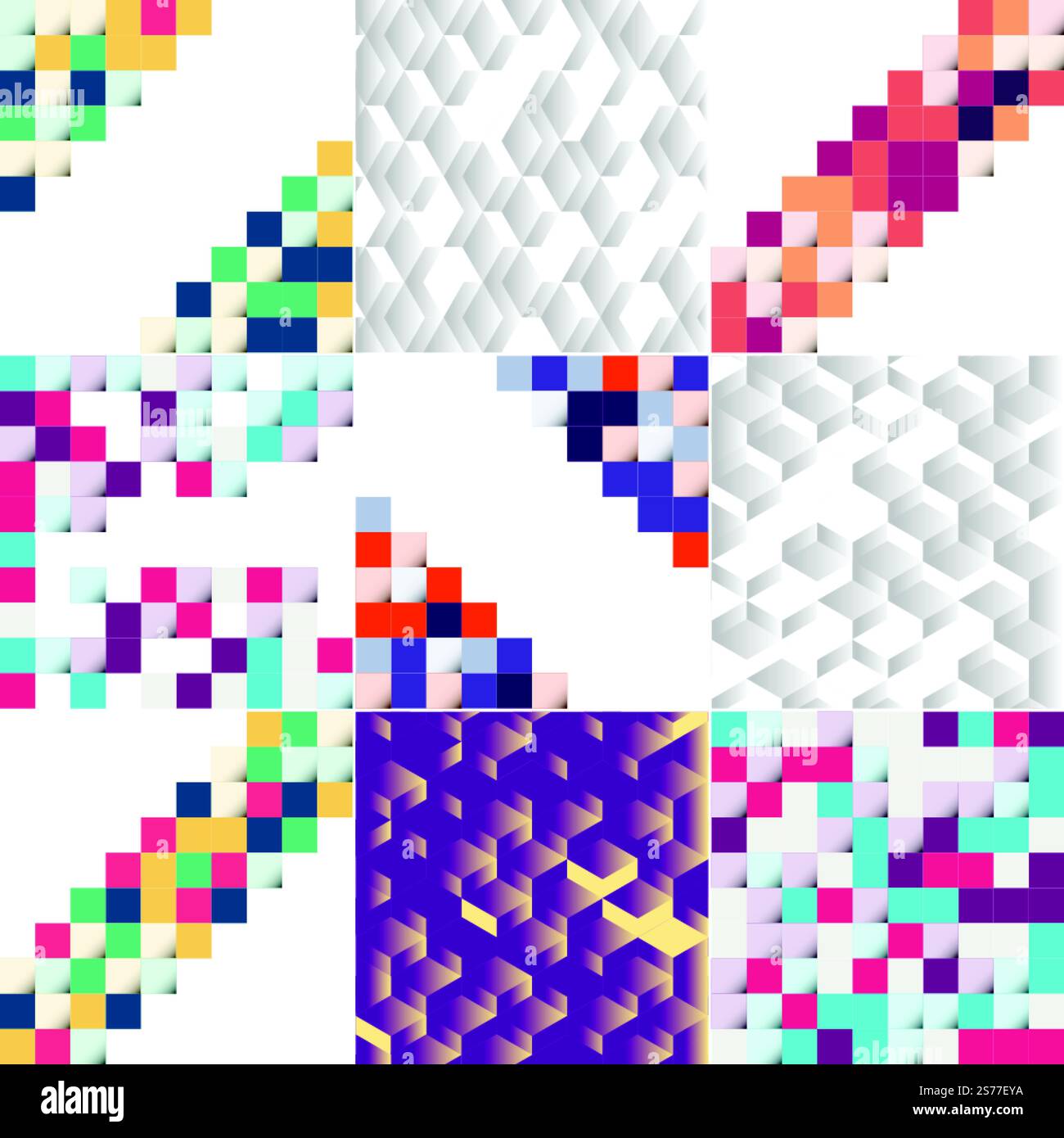 Vektorhintergrund mit einer Illustration einer abstrakten Textur mit Quadraten, die als Musterdesign für Banner geeignet sind. Poster. Flyer. Karten. Postkarten. Abdeckungen. Broschüren; Packung mit 9 Stück erhältlich Stock Vektor