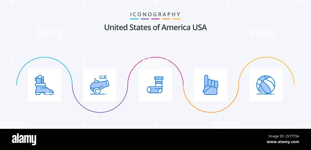 USA Blue 5 Icon Pack einschließlich american. Fußball. weihnachten. amerikaner. Die Hand Stock Vektor