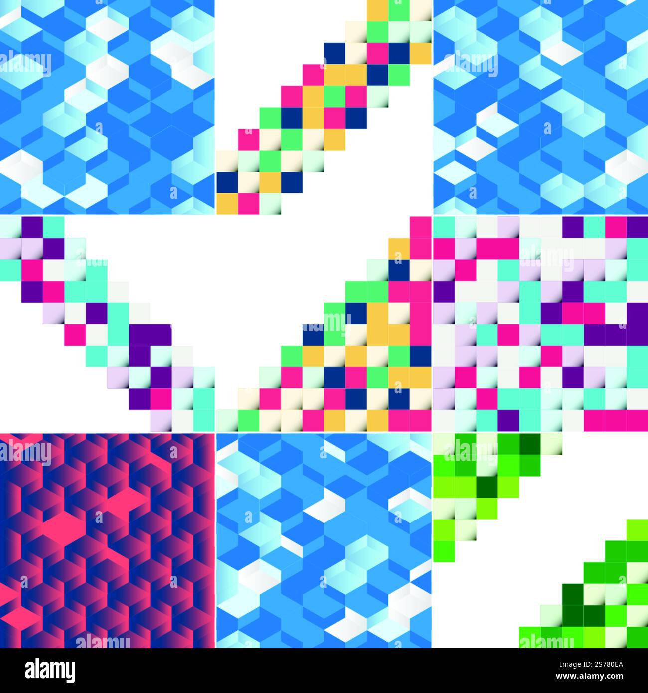 Vektorhintergrund mit einer Illustration einer abstrakten Textur mit Quadraten, die als Musterdesign für Banner geeignet sind. Poster. Flyer. Karten. Postkarten. Abdeckungen. Broschüren; Packung mit 9 Stück erhältlich Stock Vektor