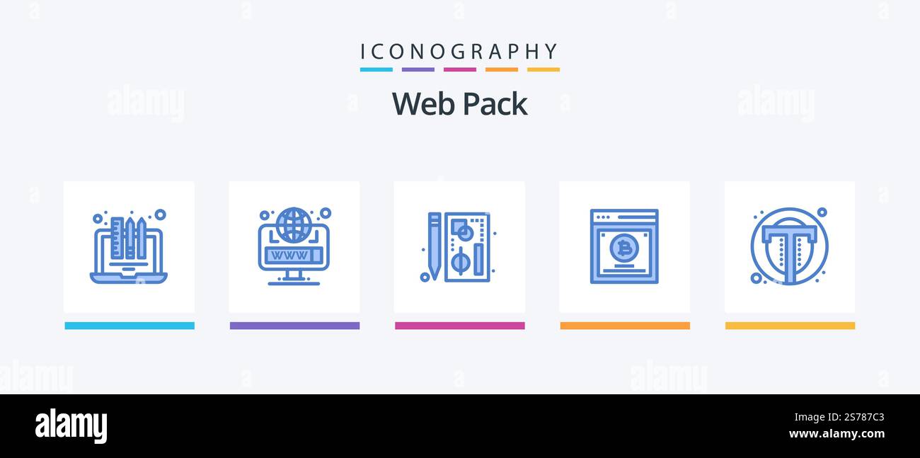 Web Pack Blau 5 Icon Pack inklusive Split-Test. Vergleichen. Web. Test. Seite. Kreatives Symboldesign Stock Vektor