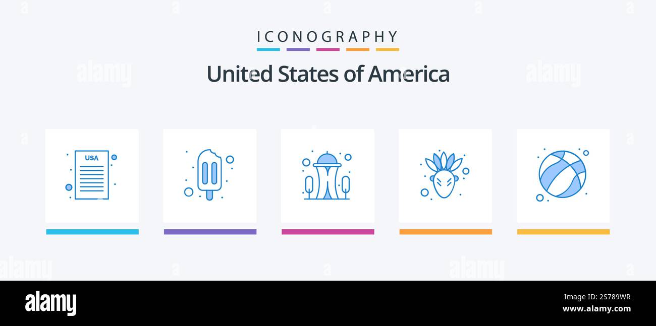 Usa Blue 5 Icon Pack Mit . Fußball. Nadel. Kugel. thanksgiving. Kreatives Symboldesign Stock Vektor
