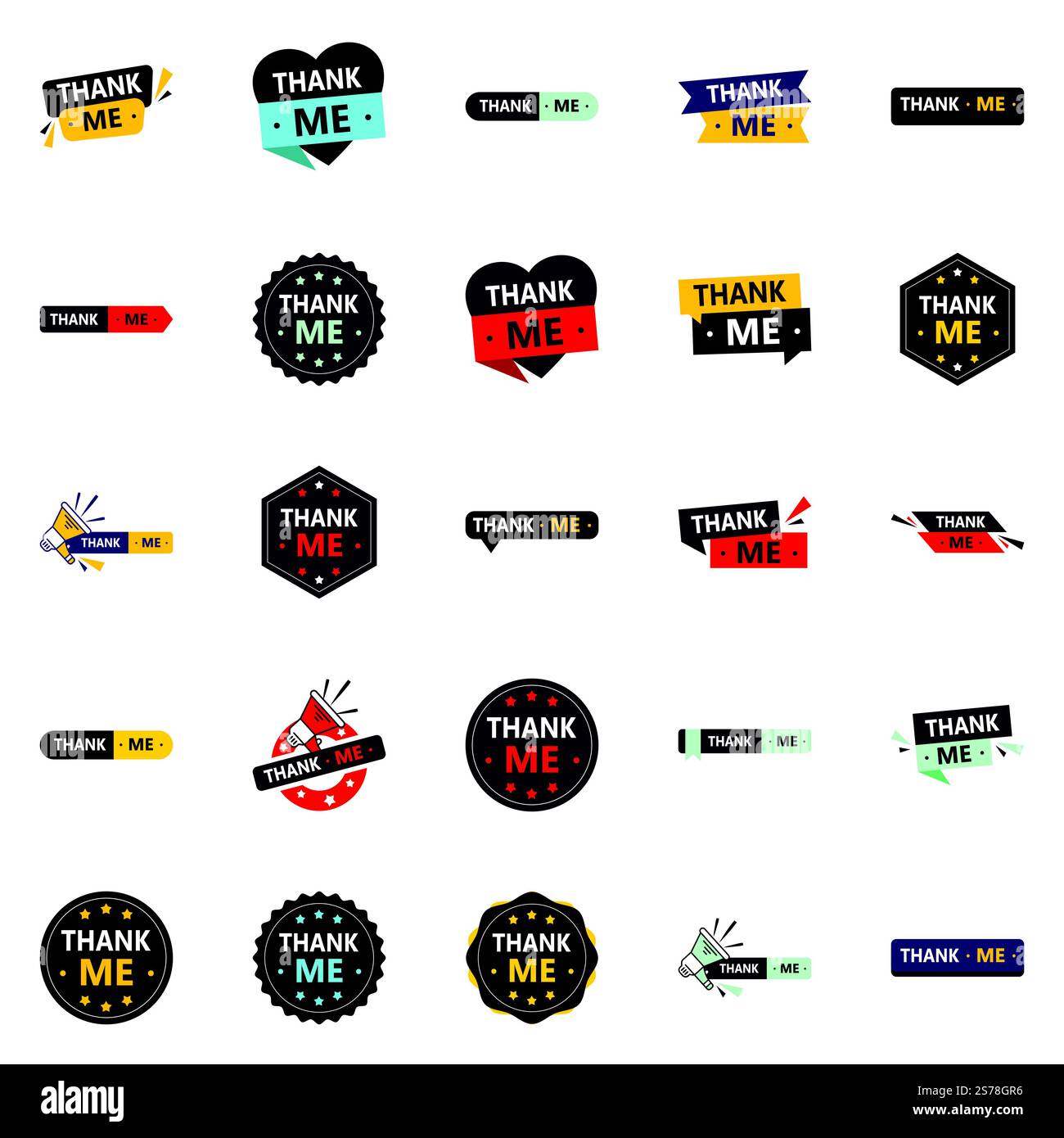 25 professionelle Dankesbanner, um Dankbarkeit zu zeigen Stock Vektor