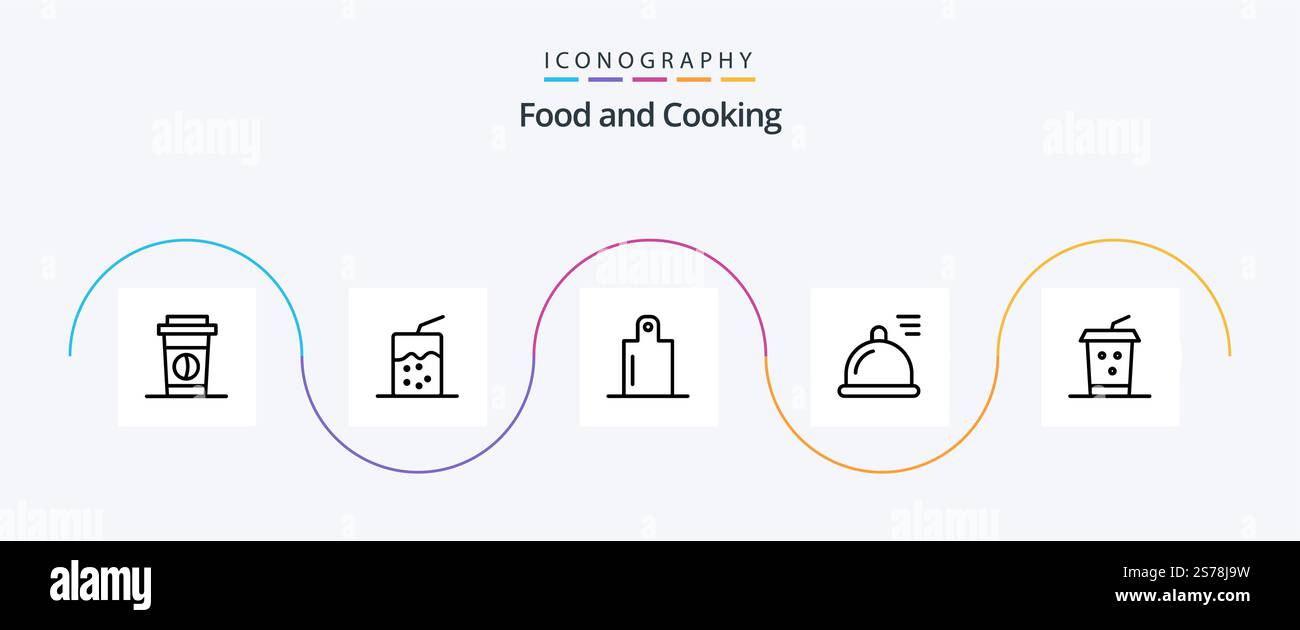 Food Line 5 Icon Pack Mit . Essen. Trinken Sie Stock Vektor
