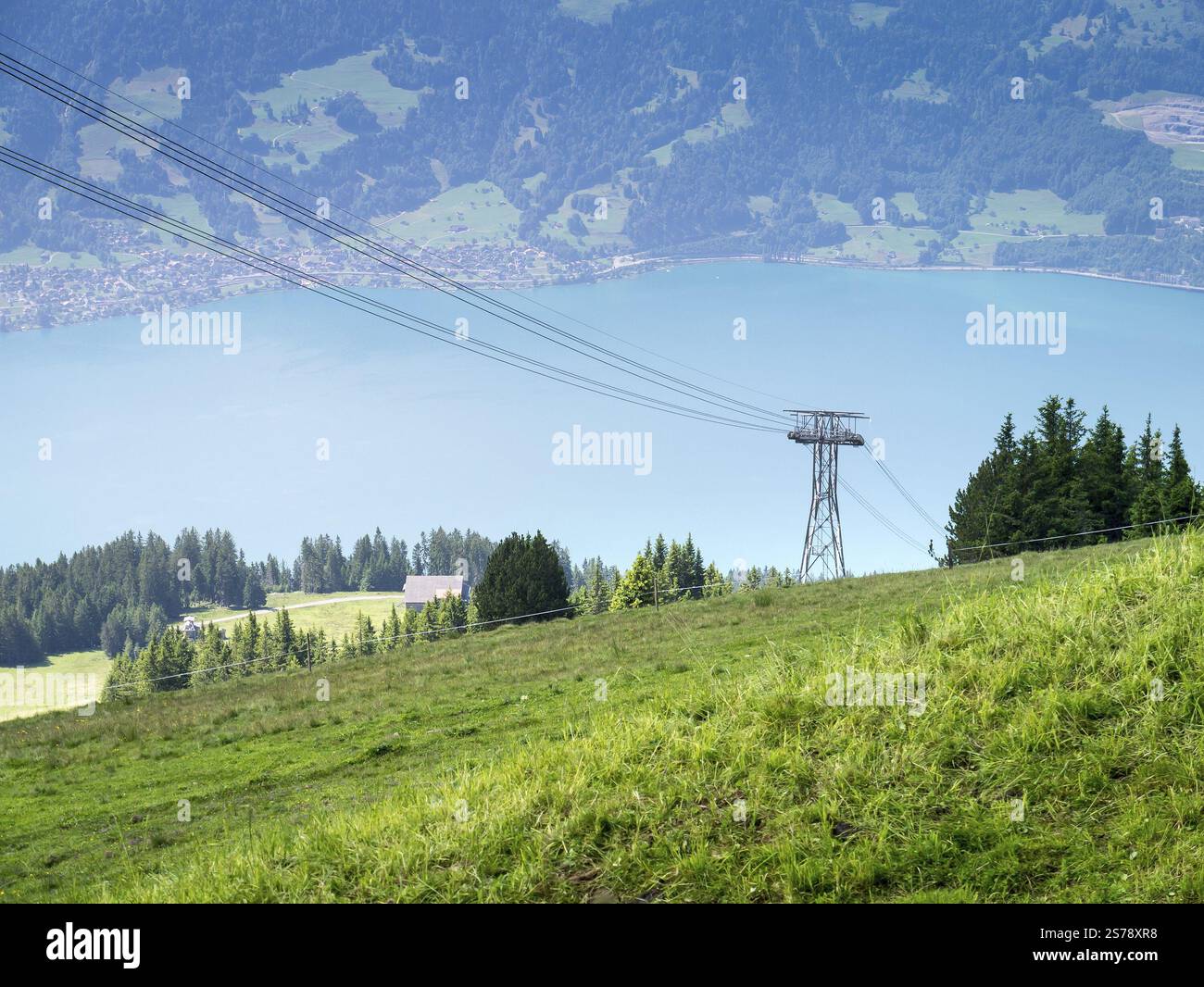 Ein Bild der Bergbahn in Beatenberg Schweiz Stockfoto