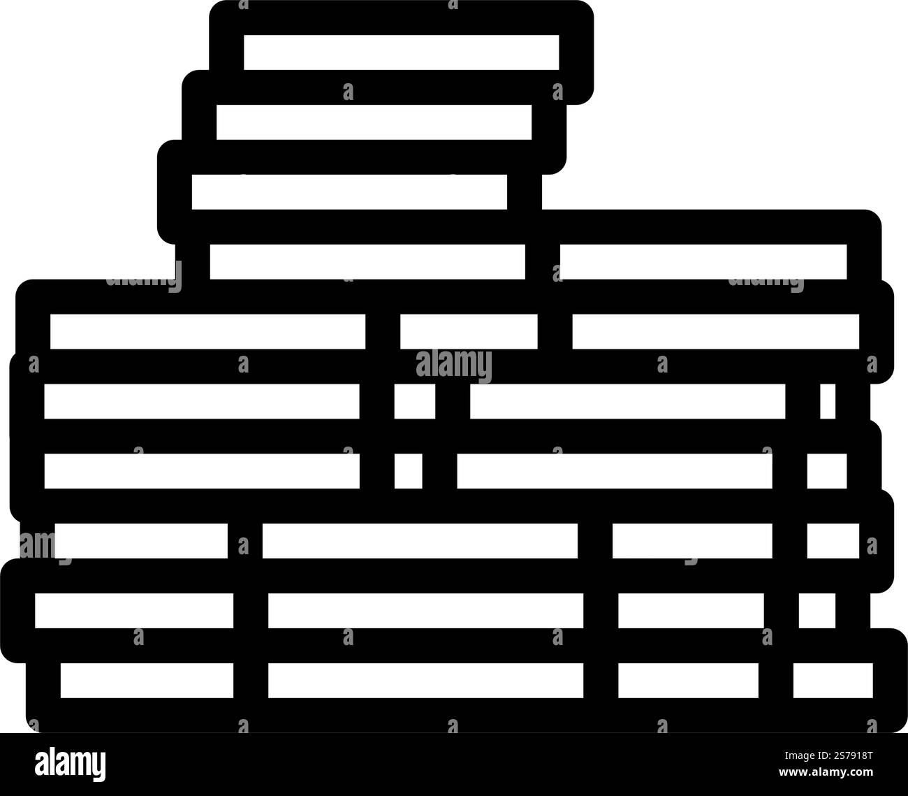 Vektor mit goldenen Linien für Schätze. Goldenes Schatzzeichen stapeln. Schwarze Abbildung des isolierten Kontursymbols. Stapel Schatz goldene Linie Symbol Vektor Illustration Stock Vektor