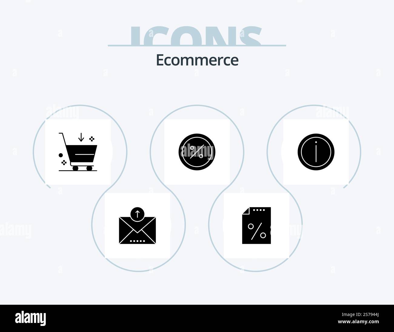 E-Commerce Glyph Icon Pack 5 Icon Design. Details. Markt. Kaufen. E-Commerce. Handel Stock Vektor