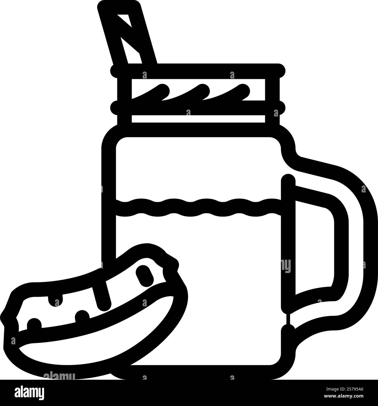 Saft Aloe Vera Linie Symbol Vektor. SaftAloe Vera-Schild. Schwarze Abbildung des isolierten Kontursymbols. Saft Aloe Vera Linie Symbol Vektor Illustration Stock Vektor