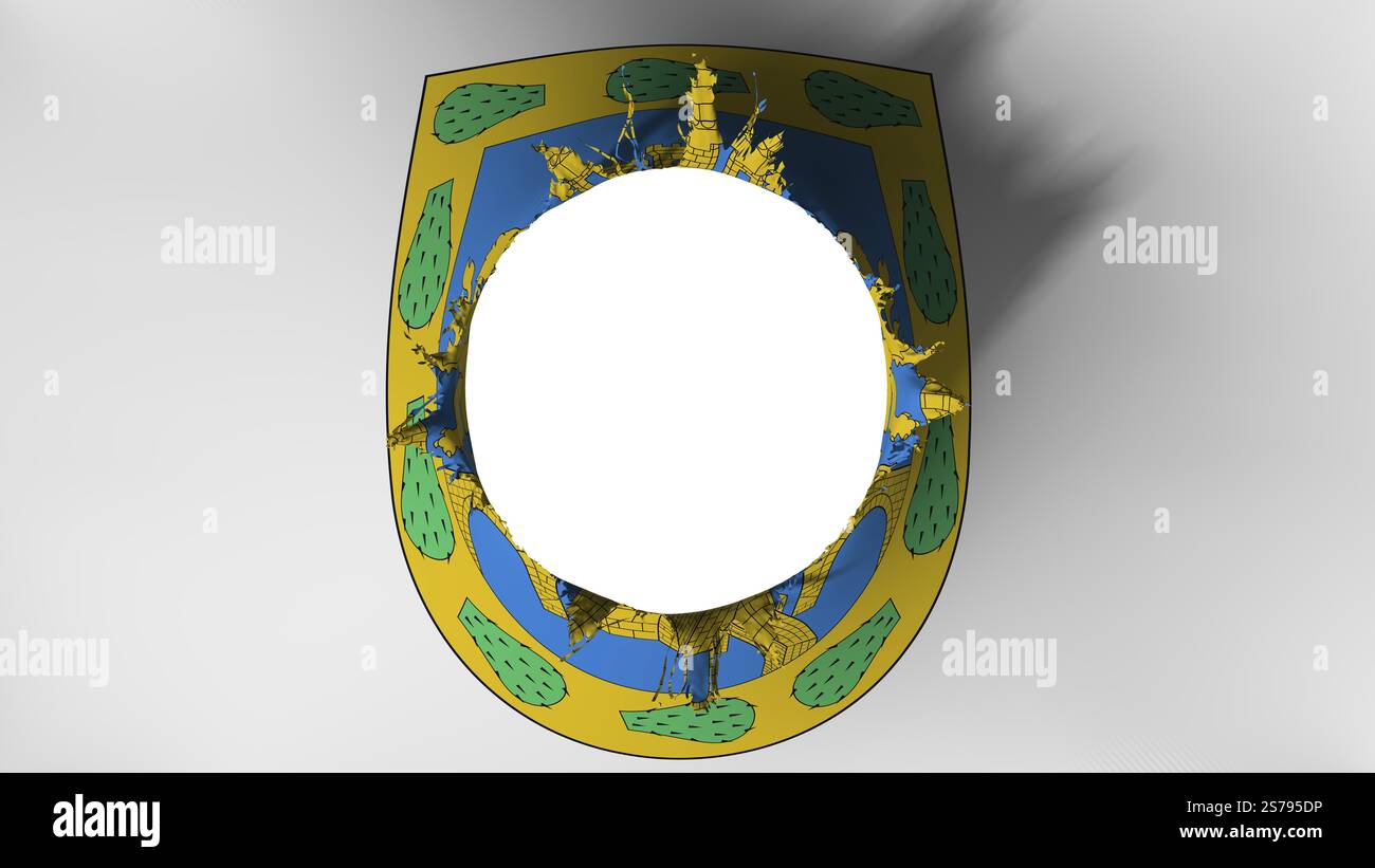 Mexiko-Stadt, Hauptstadt Mexikos Flagge gerissen, weißer Hintergrund, 3D-Darstellung Stockfoto