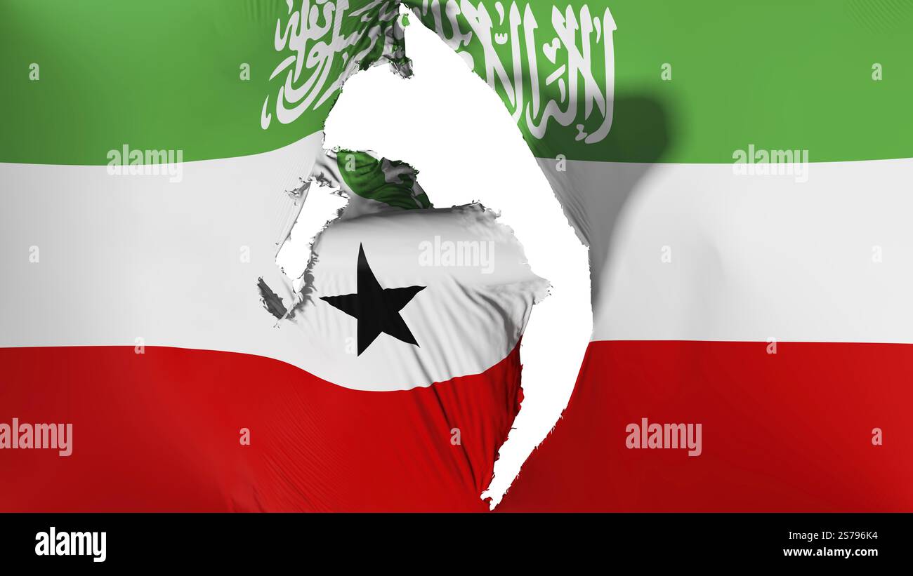 Beschädigte Somaliland Flagge, weißer Hintergrund, 3D-Rendering Stockfoto
