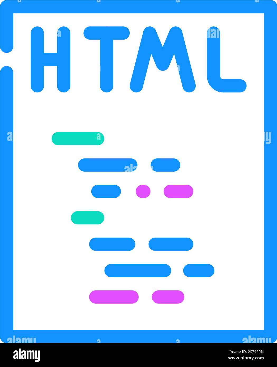 html-Dateiformat Dokumentfarbe Symbolvektor. Dokument-Signatur im html-Dateiformat. Isolierte Symboldarstellung. html-Dateiformat Dokumentfarbe Vektorillustration Stock Vektor