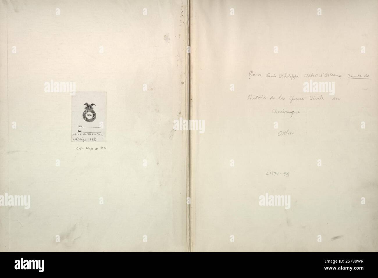 (Histoire de la guerre civile en Amérique) Atlas. [1874-90]. 1890 von Paris Louis-Philippe-Albert d'Orléans Stockfoto