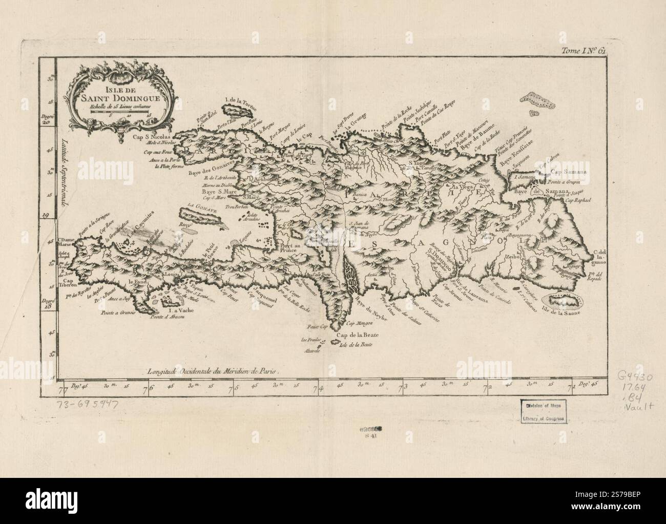 Isle de Saint Domingue. 1764 von Bellin Jacques Nicolas Stockfoto