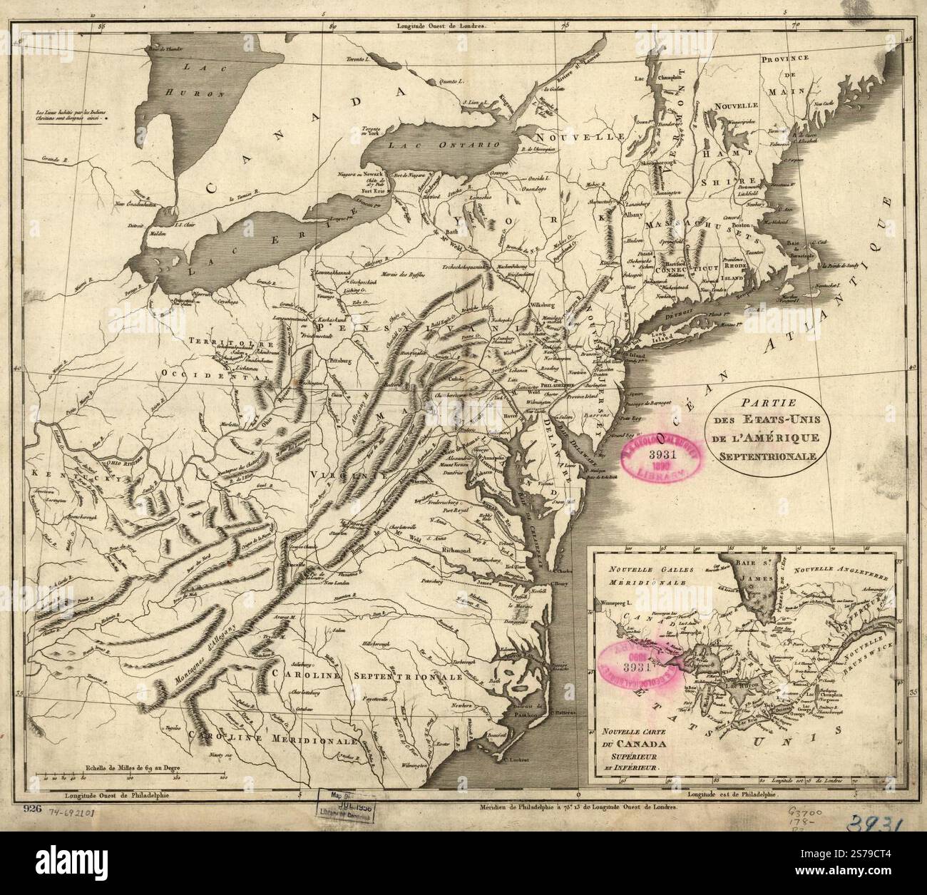 Partie des états-Unis de l'Amérique septentrionale. 1780 Stockfoto