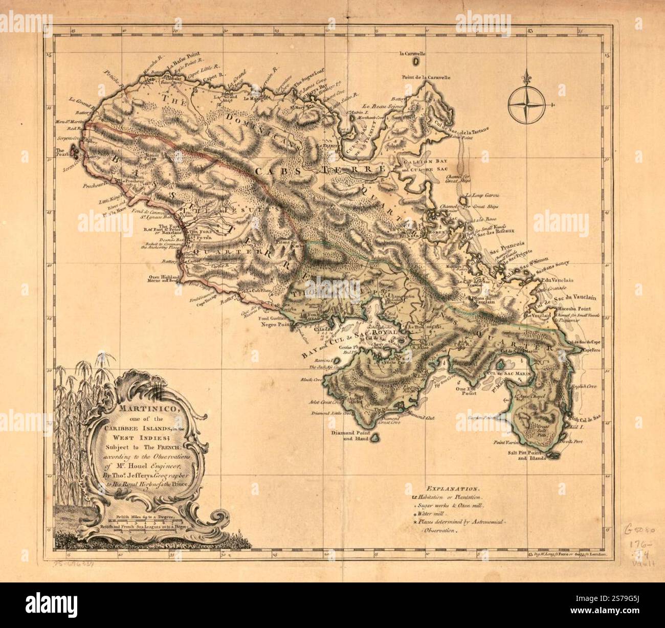 Martinico, eine der Karibikinseln, auf den Westindischen Inseln; unterliegt den Franzosen. 1760 von Jefferys Thomas, Höuel Jean Pierre Louis Laurent Stockfoto